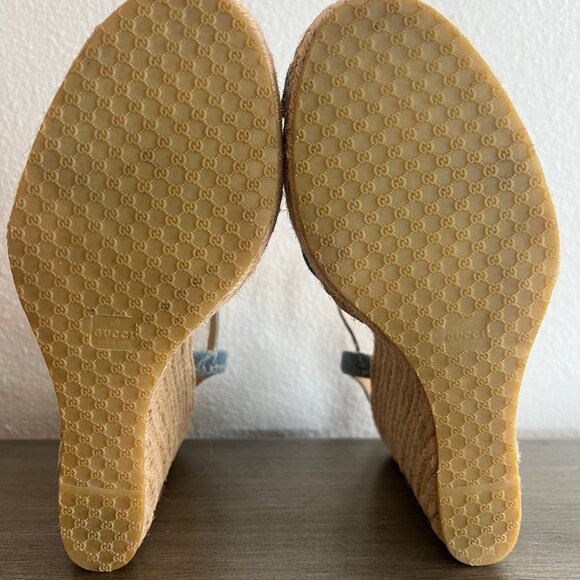 GUCCI Denim GG Espadrille Wedge Sandals – Style 291098 - Picture 5 of 12